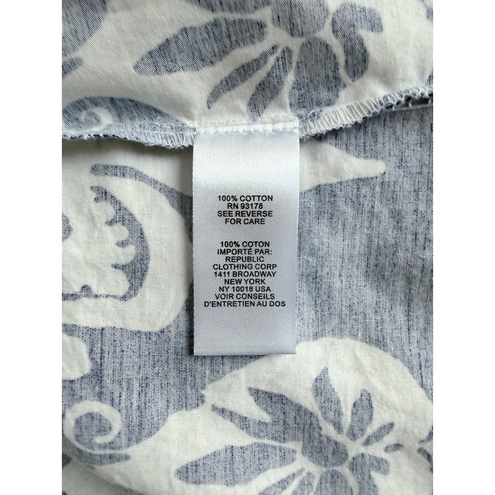 Joie Blue White Floral Cotton Midi Shirtdress Belted Short Sleeve Pockets Large - Picture 10 of 13